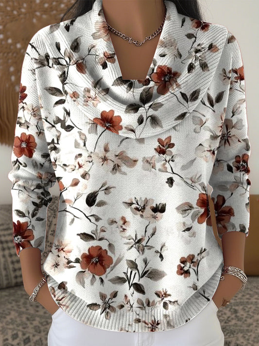 Ženské vintage květinové umění vyškrábané golier blúzka