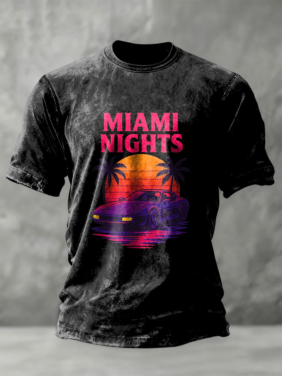 Retro miami night neon casual tshirt