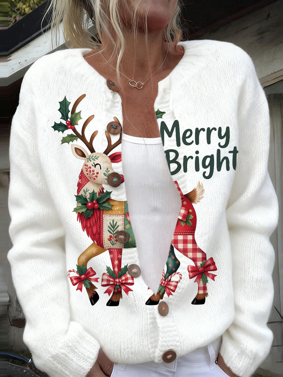 Dámské vánoční kardigán pro zvířecí tisk