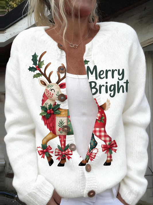 Dámské vánoční kardigán pro zvířecí tisk