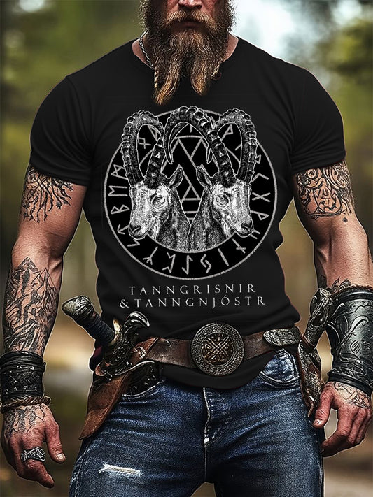 Mens tanngrisnir & tanngnjóstr goat print tshirt