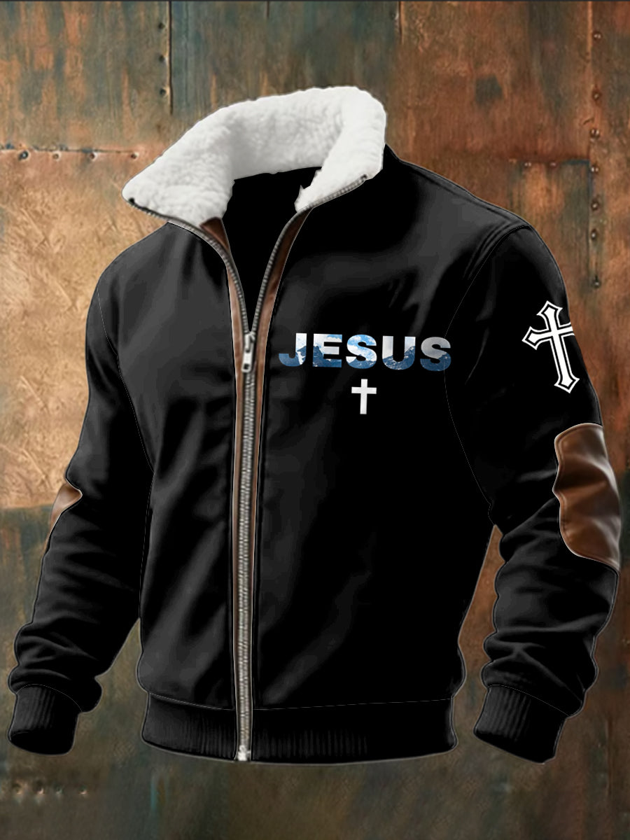 Retro faith jehňata patchwork zips bunda