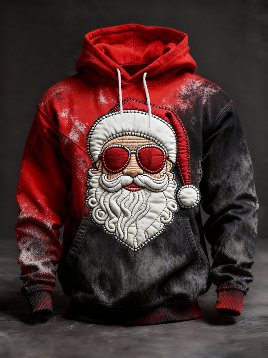 Vánoční zábava sluneční brýle santa claus casual hoodie