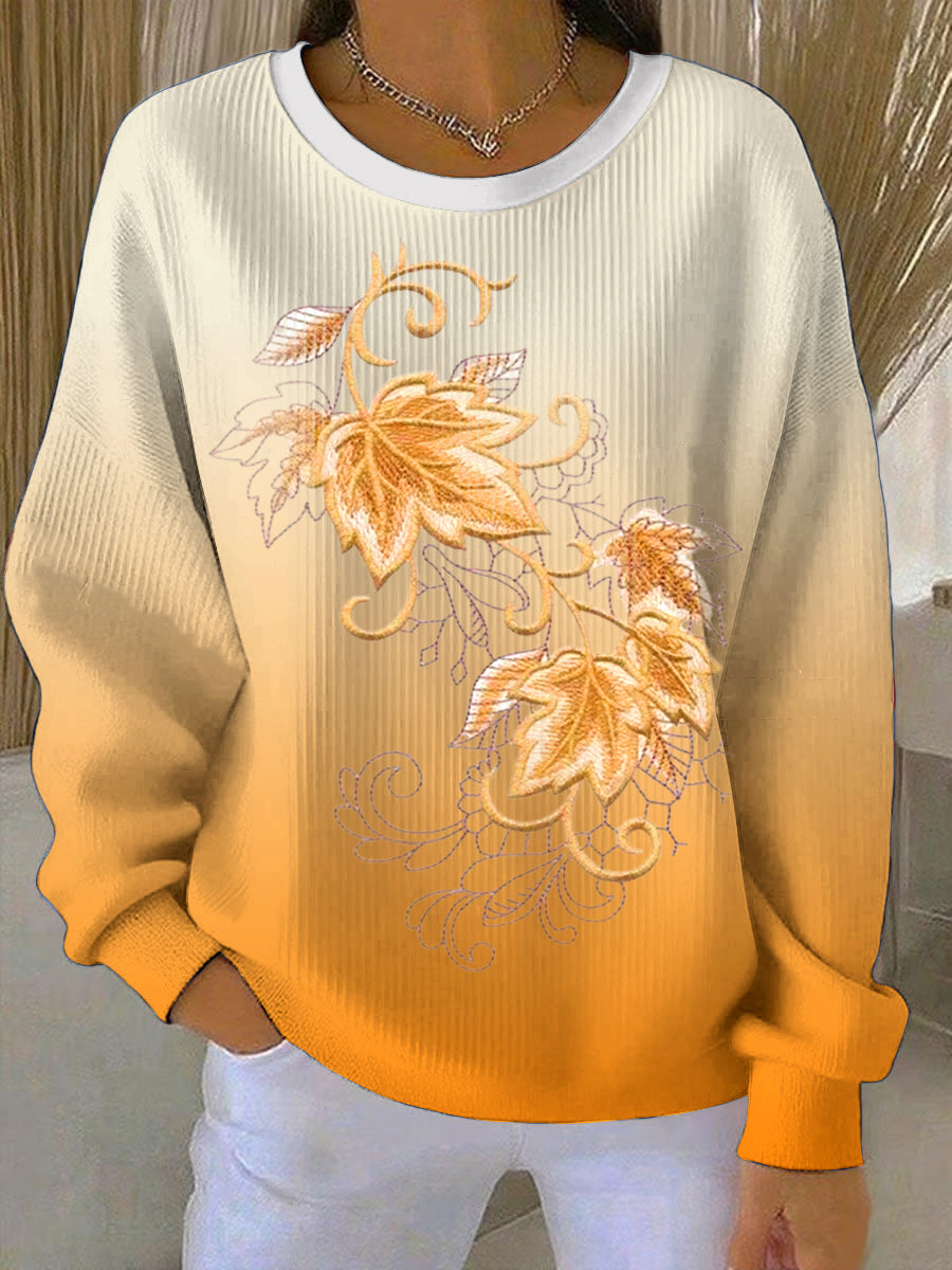 Ženské díkuvzdání javorové listy gradient neformální mikina