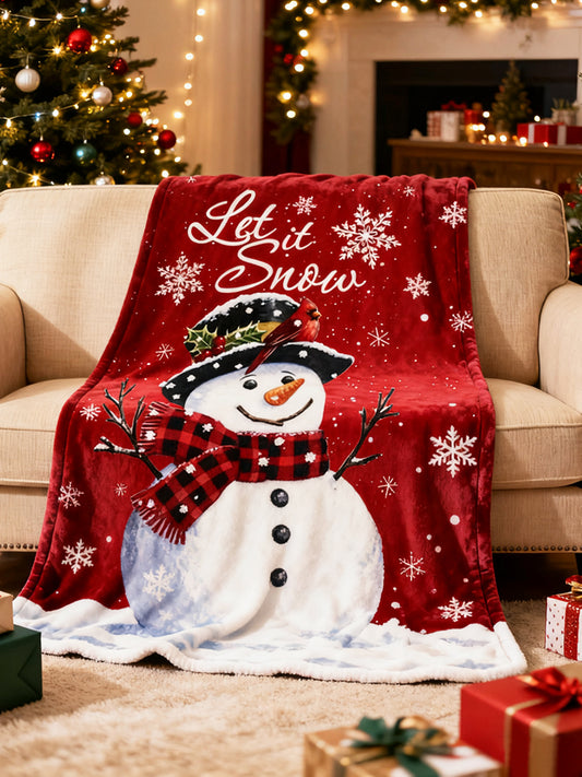 Vánoční sněhulák flanel deka