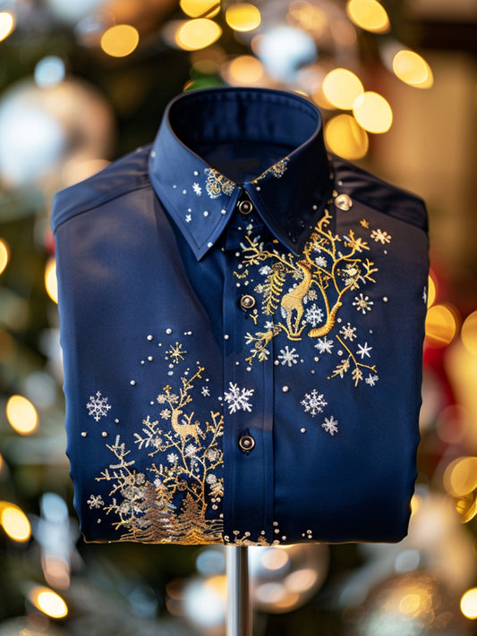 Vintage vánoční soby highend satin business shirt