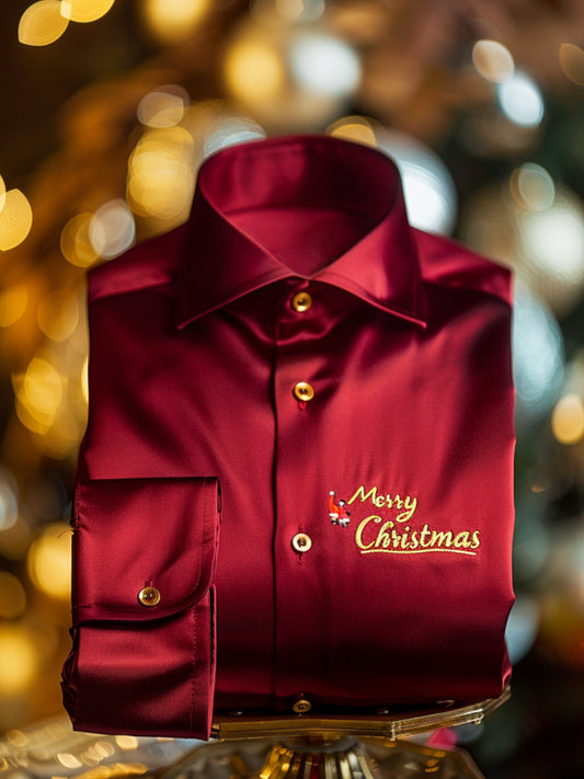 Vintage veselé vánoce satin business shirt