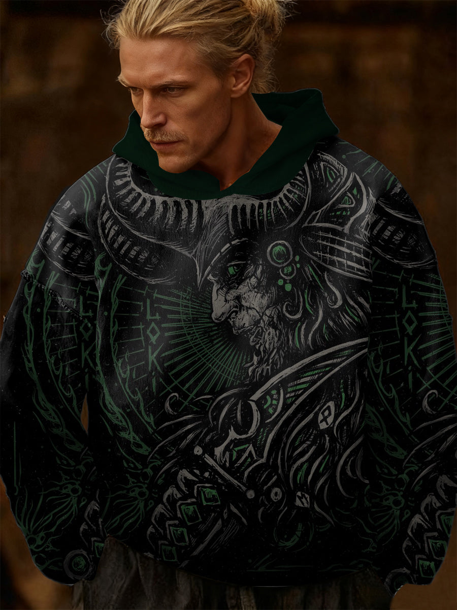 Pánské zelené loki norské bůh tisk mikina