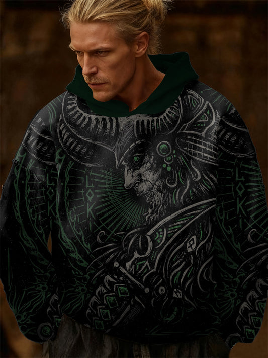 Pánské zelené loki norské bůh tisk mikina