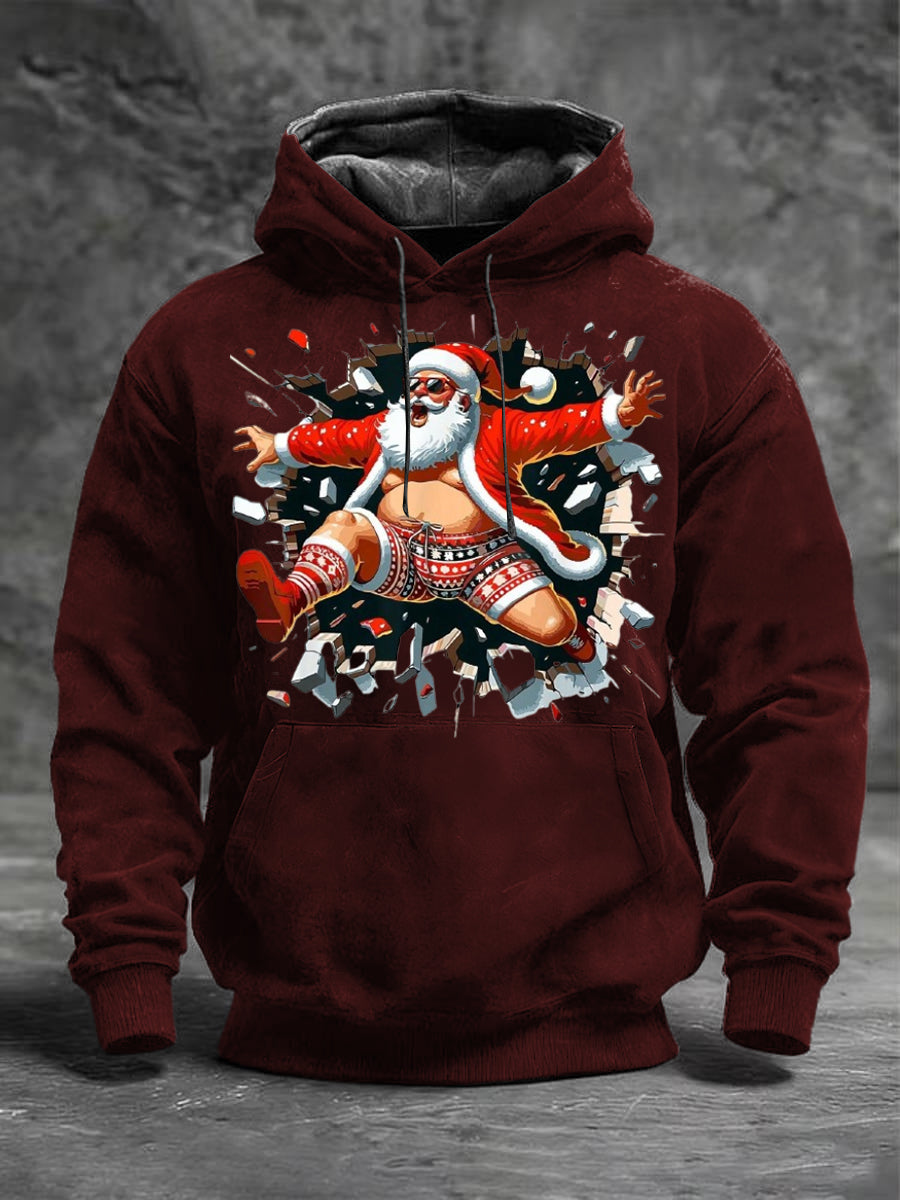 Pánské burgundské dynamické santa průlom tisk mikina