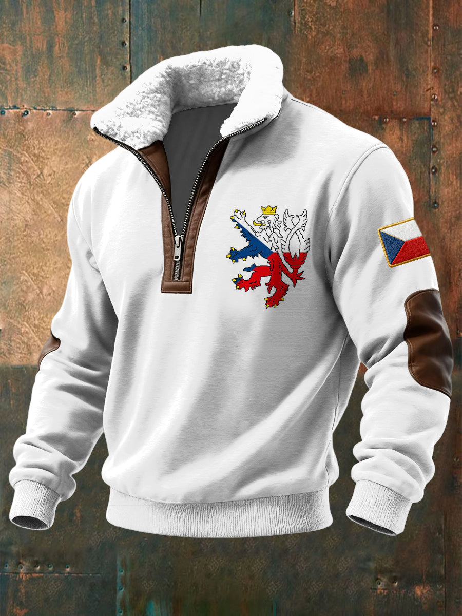 Retro vlajka lion lambswool zips pullover