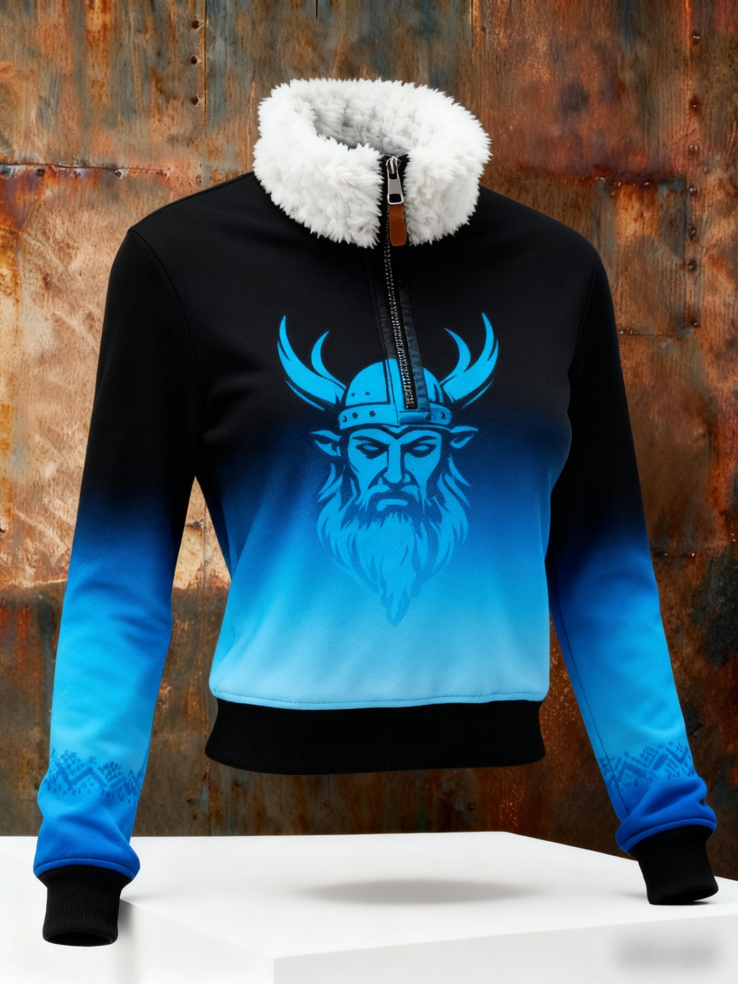 Dámské vikingské keltské uzel gradient fleecelemovaný zips hoodie