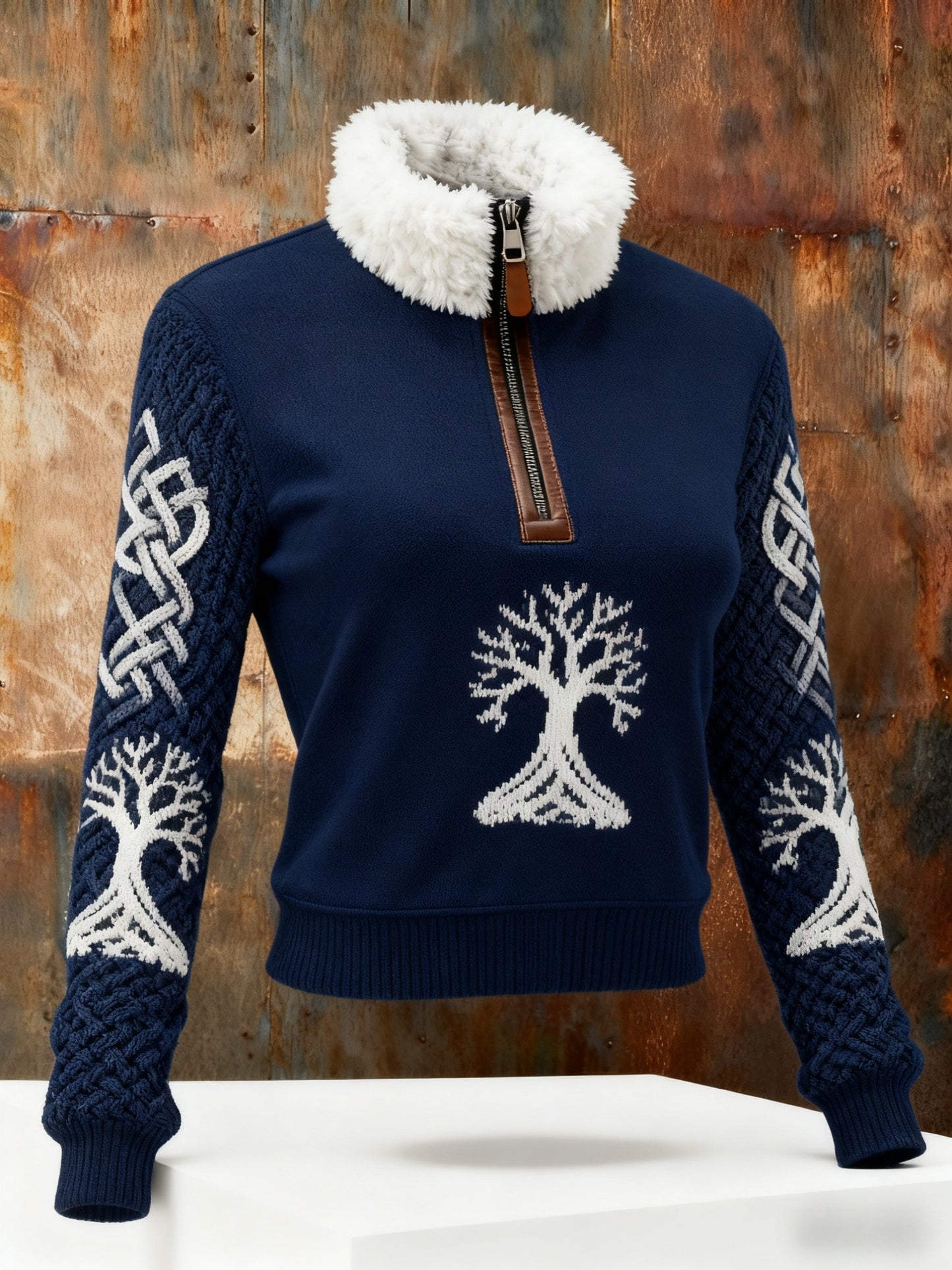 Dámské vikingské keltský uzel strom života gradient fleecelemovaný zips hoodie