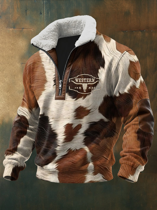 Retro západní texturu vzor tištěné příležitostné mikina