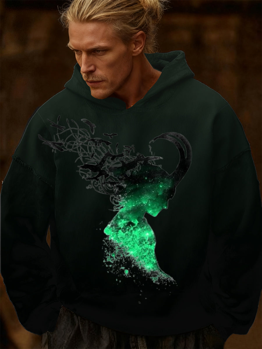 Pánské zelené kosmické loki obrázek tisk mikina