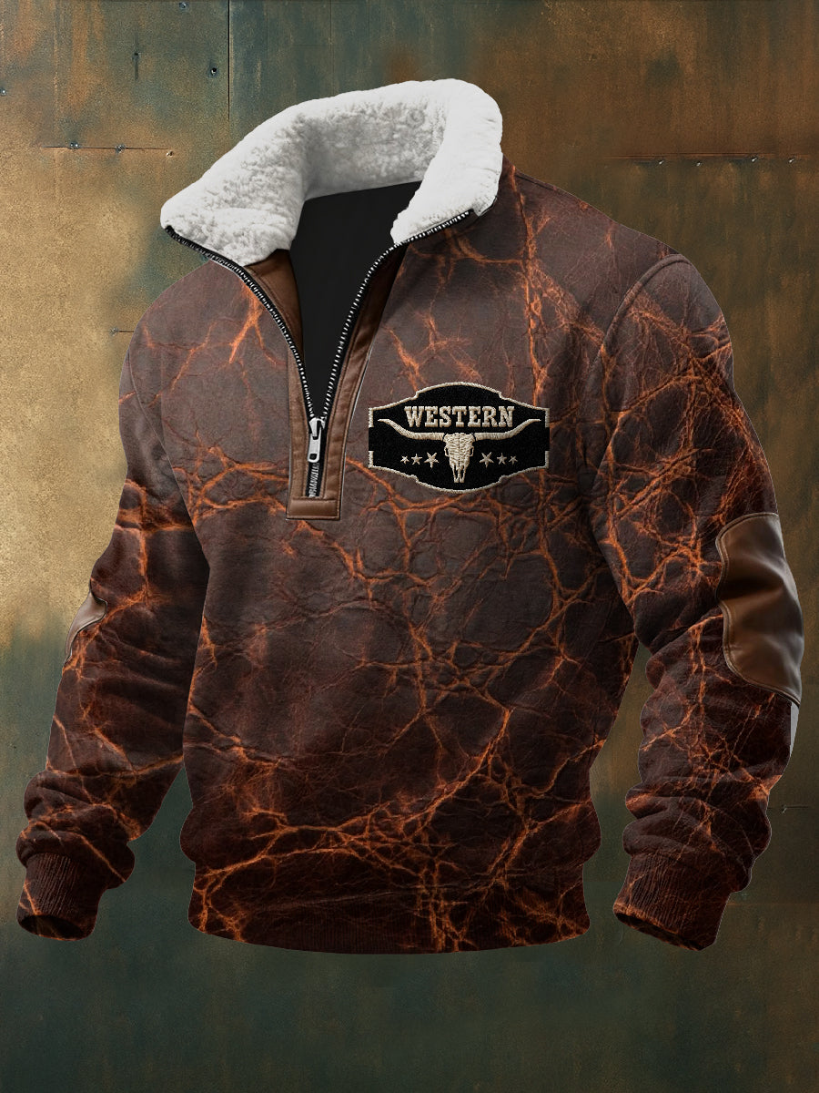 Retro západní texturu vzor tištěné příležitostné mikina