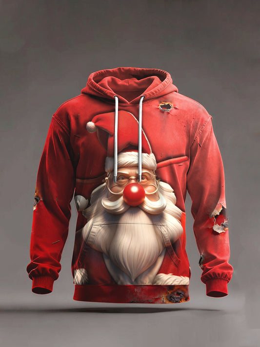 Pánské vintage vánoční mikina s kapucnou