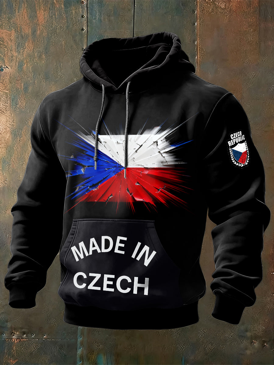 Pánské czech flag casual hooded sweatshirt
