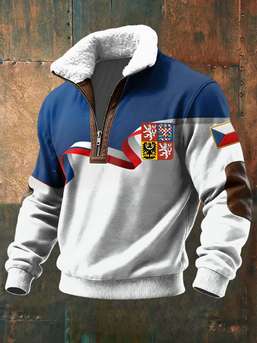 Retro abstraktní geometrický hřeben jehňata vlna patchwork pulóver