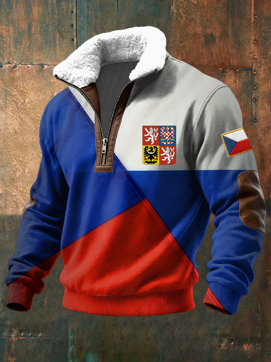 Retro barevné geometrické vlajky lambswool pullover