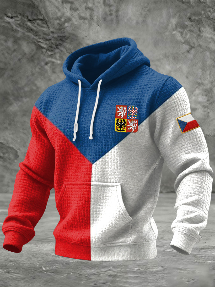 Retro barevná geometrická vlajka casual vafle hoodie