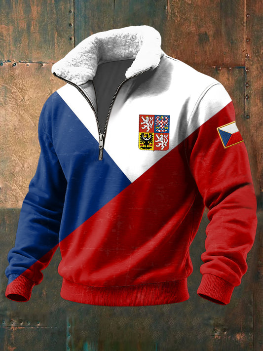 Retro vlajka geometrický odznak lambswool pullover