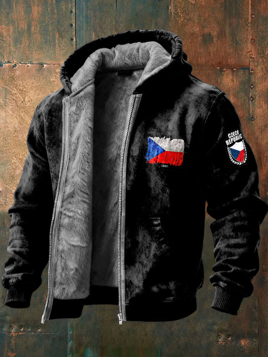 Pánské české vlajky minimalistická fleecová bunda