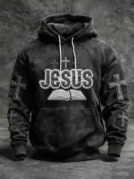 Retro jesus bible casual hoodie