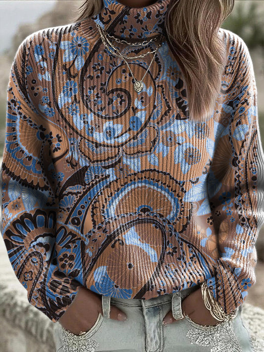 Ženské paisley vintage pánem zimní svetřík svetr