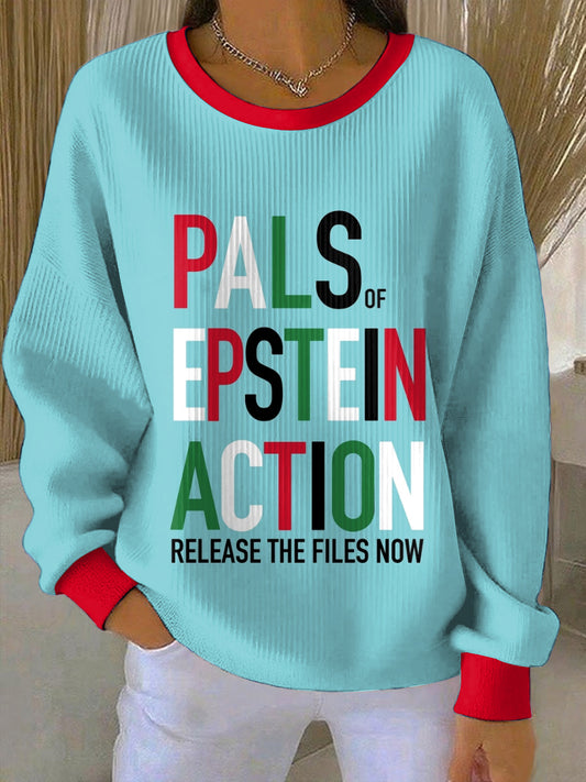 Ženské uvolnit epstein soubory vytištěné v kulatém krku s dlouhým rukávem