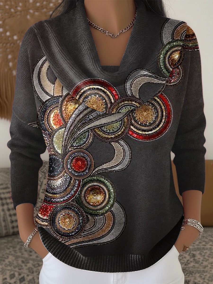 Dámské příležitostné svetr s květinovou tisku design