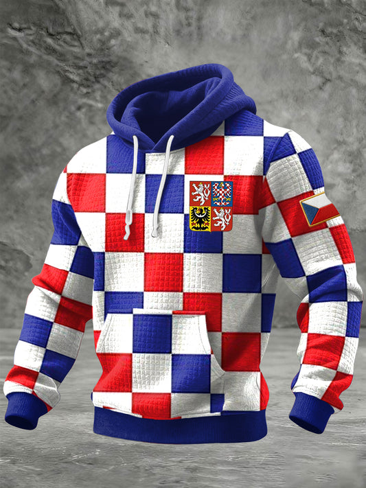 Retro česká vlajka kartáčová neformální mikina