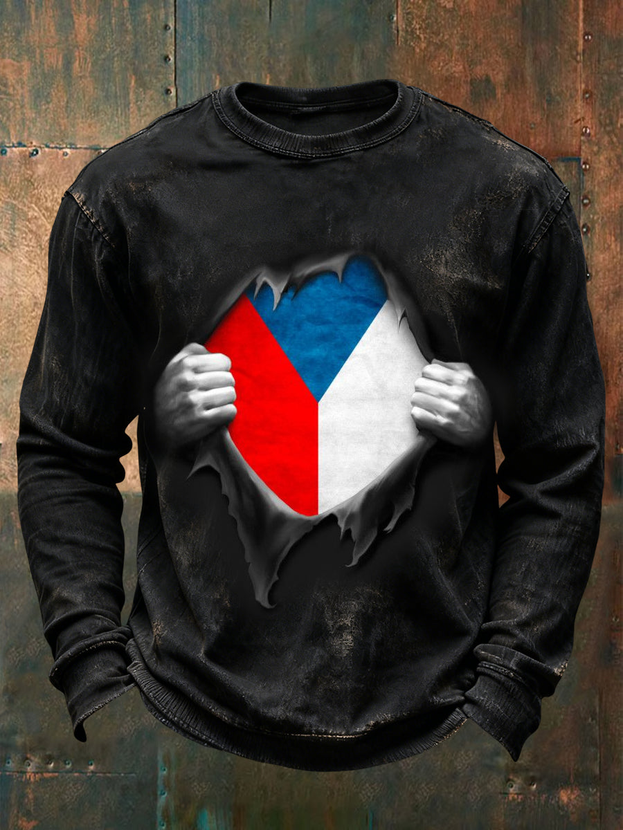 Retro abstraktní česká vlajka neformální pulóver