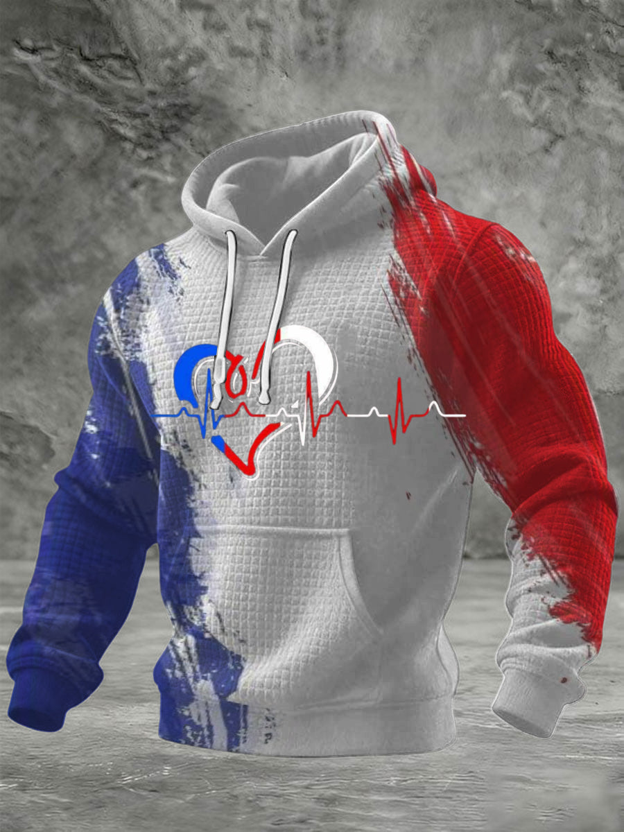 Pánské srdce česká vlajka vytisknout vafle pletená mikina