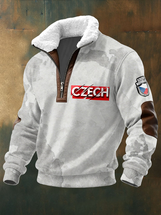 Pánské šedé tričko s červeným českým designem