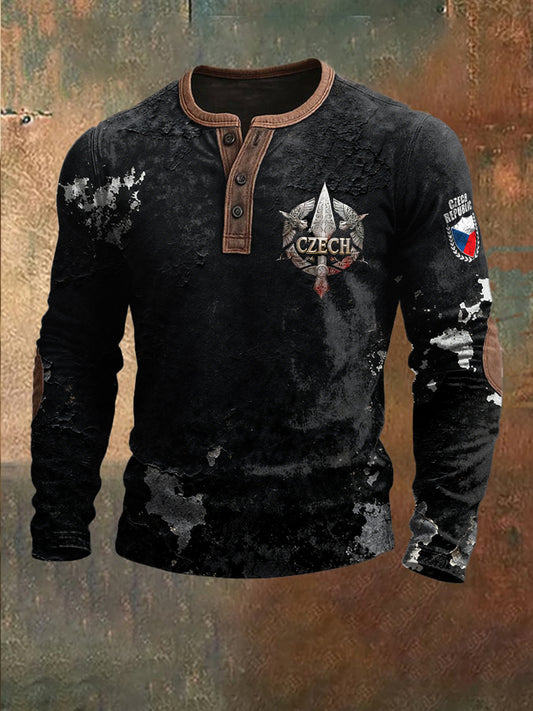 Pánské české vintage henley neck sweatshirt