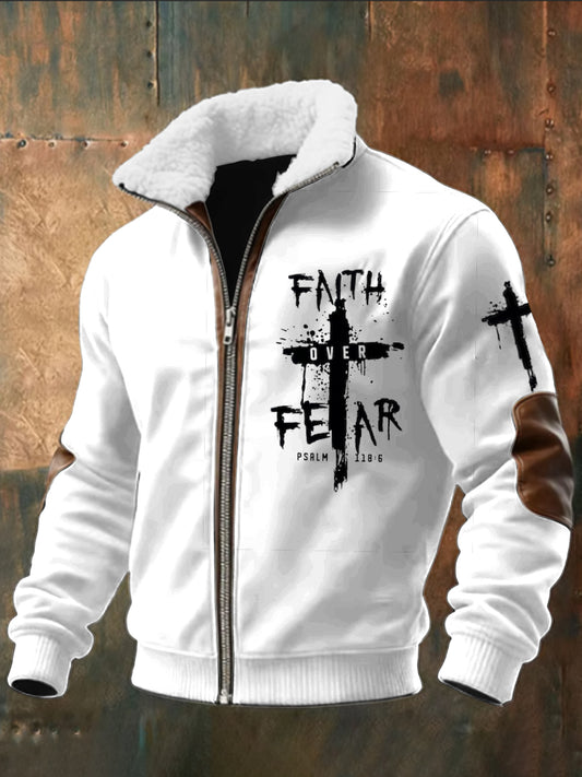 Retro faith over fear zipper bunda