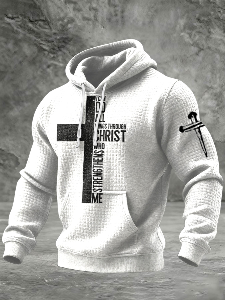 Retro faith cross casual hoodie