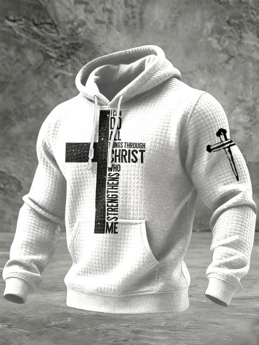 Retro faith cross casual hoodie