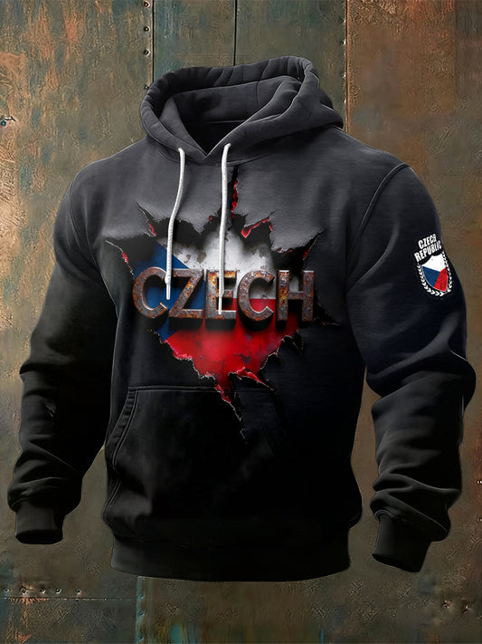 Men creative czech flag print sweatshirt