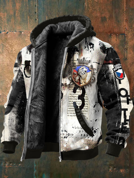 Pánské czech lion motorcyclestyle patchwork fleecelined jacket