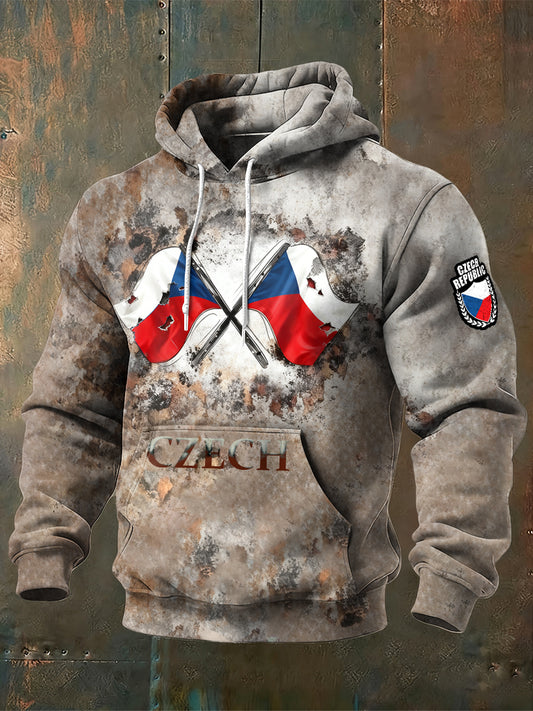 Pánské vintage styl czech flag sweatshirt