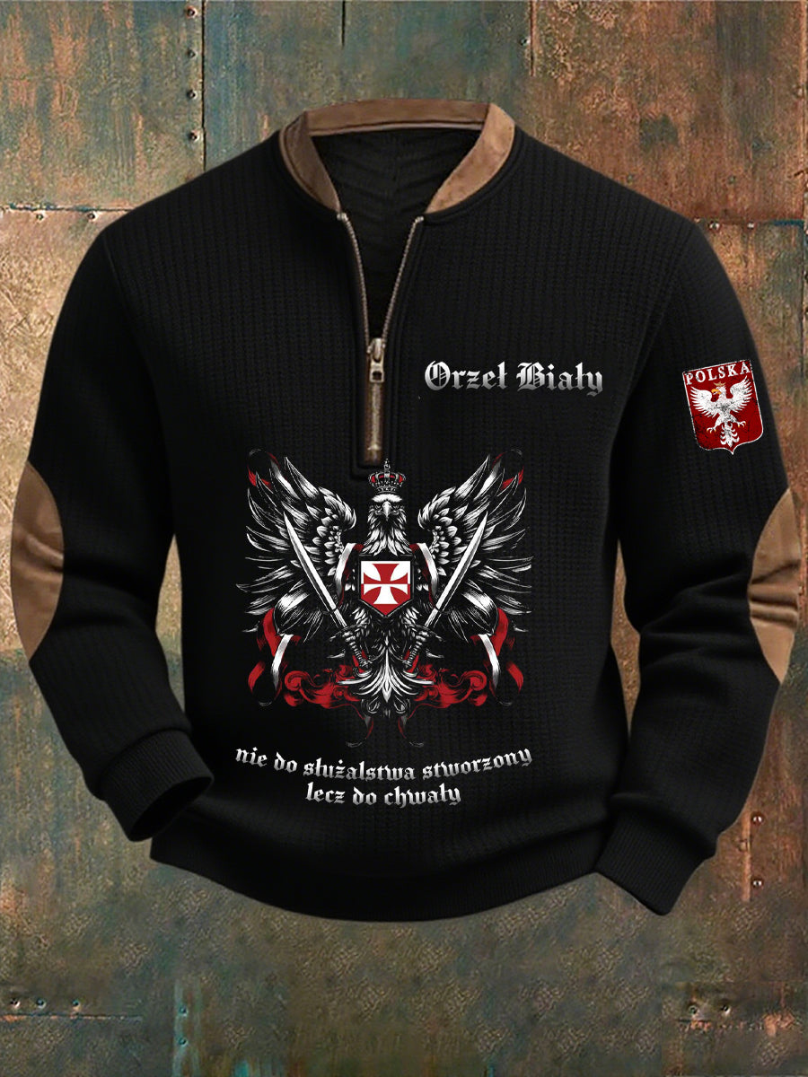 Polské vintage white eagle casual sweatshirt