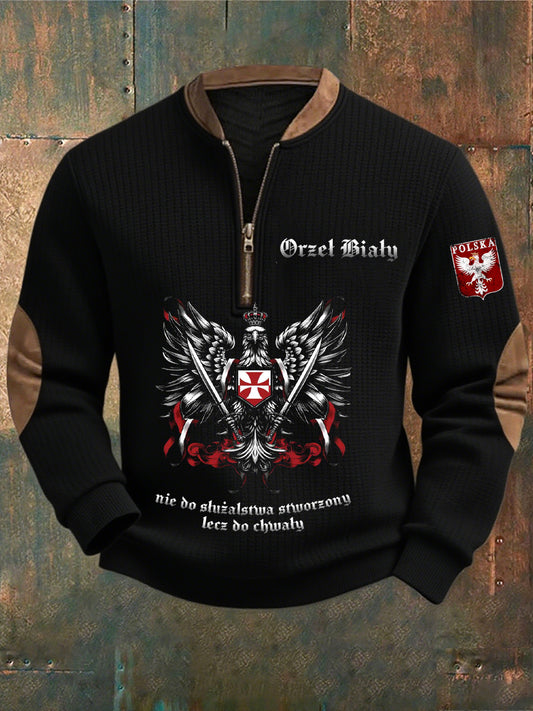 Polské vintage white eagle casual sweatshirt