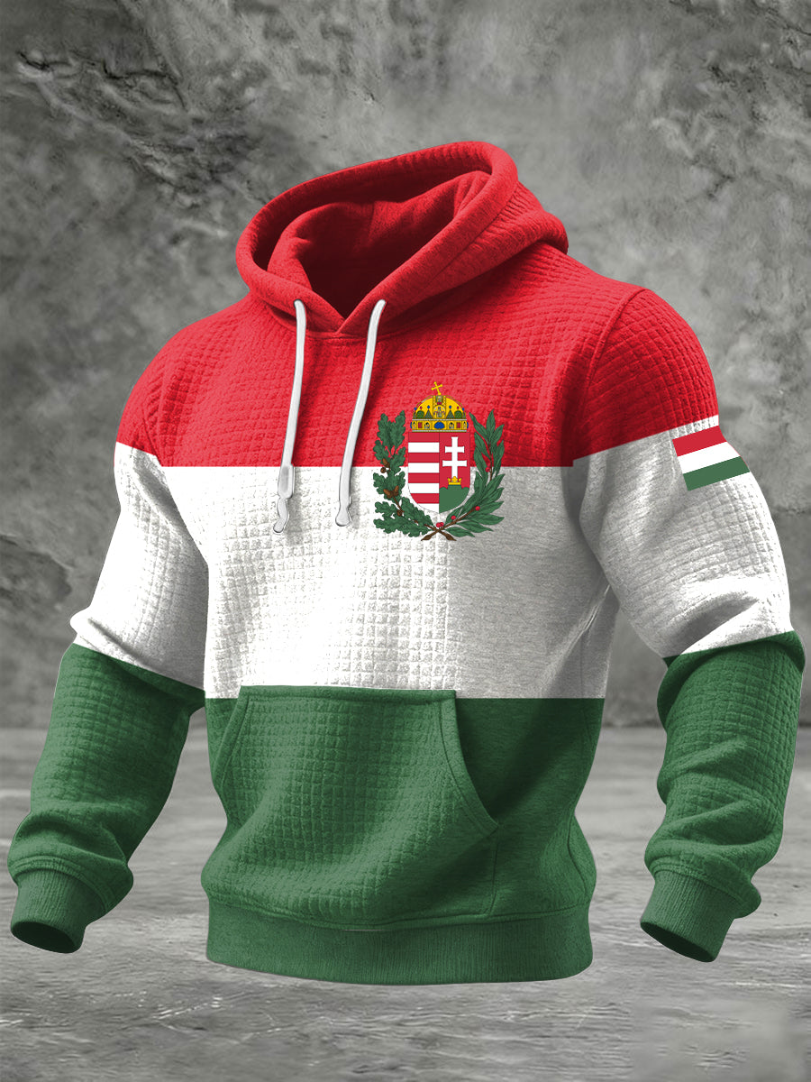 Retro maďarské vlajkové emblémy casual hooded sweatshirt