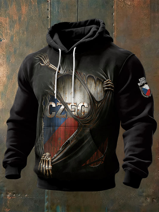 Gotická černá mikina s kapucinou