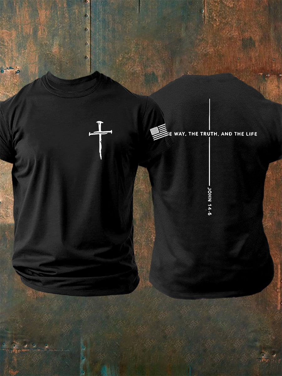 Pánové ježíš cesta pravda život john 14:6 christian cross tshirt s krátkým rukávem