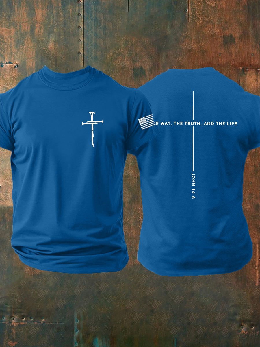 Pánové ježíš cesta pravda život john 14:6 christian cross tshirt s krátkým rukávem
