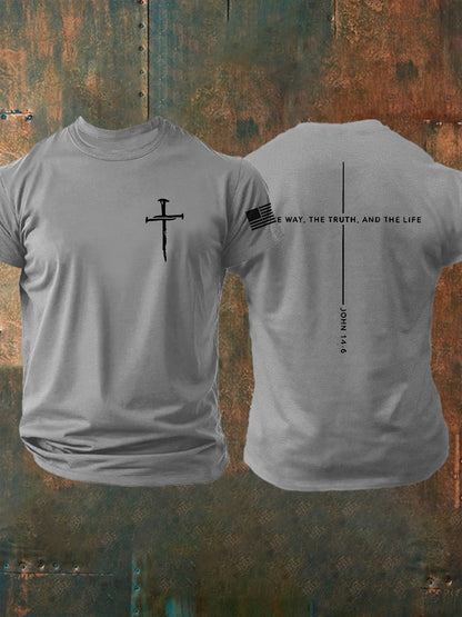 Pánové ježíš cesta pravda život john 14:6 christian cross tshirt s krátkým rukávem