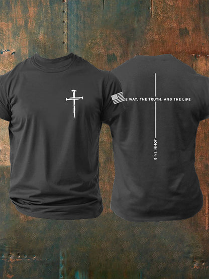 Pánové ježíš cesta pravda život john 14:6 christian cross tshirt s krátkým rukávem
